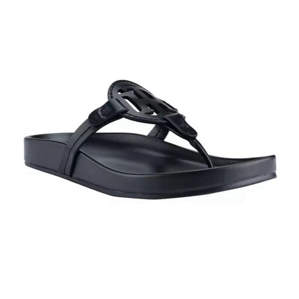 NWT-Tommy Hilfiger Black Thong Sandals with Cushioned Sole